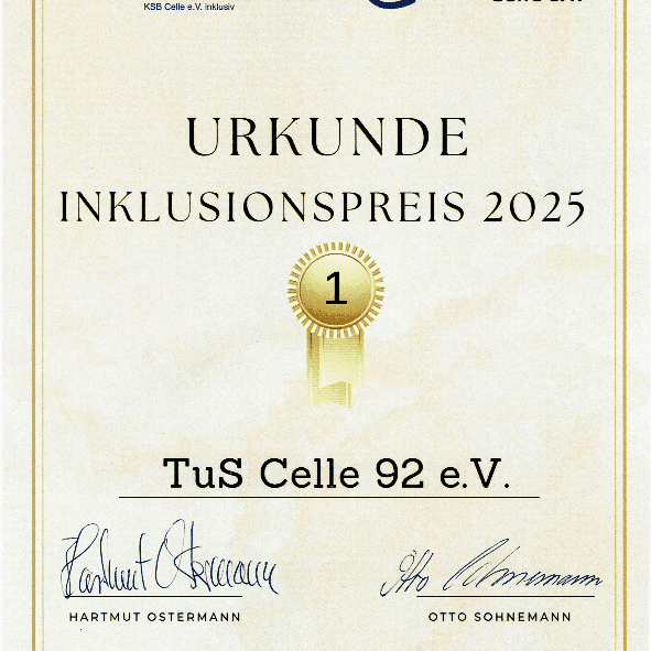 Urkunde Inklusionspreis 2025 Urkunde Inklusionspreis 2025
